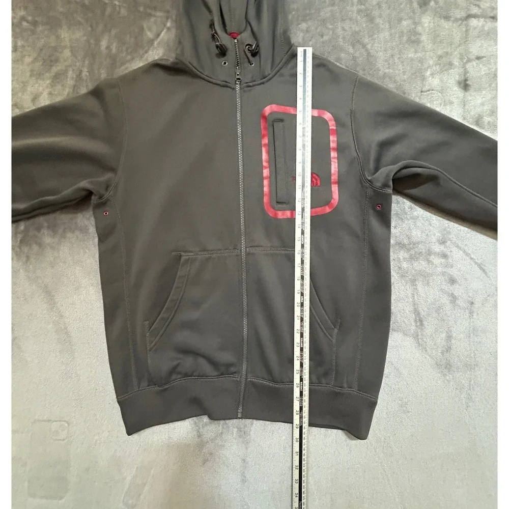 The North Face Mens L Full Zip Fleece Lined Hoodie Balaclava Face Mask Gray